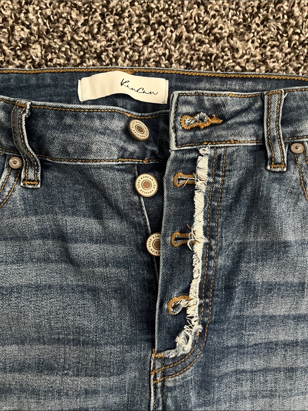 KanCan Distressed Button-Fly Ankle Jeans - Blue - Picture 2 of 5